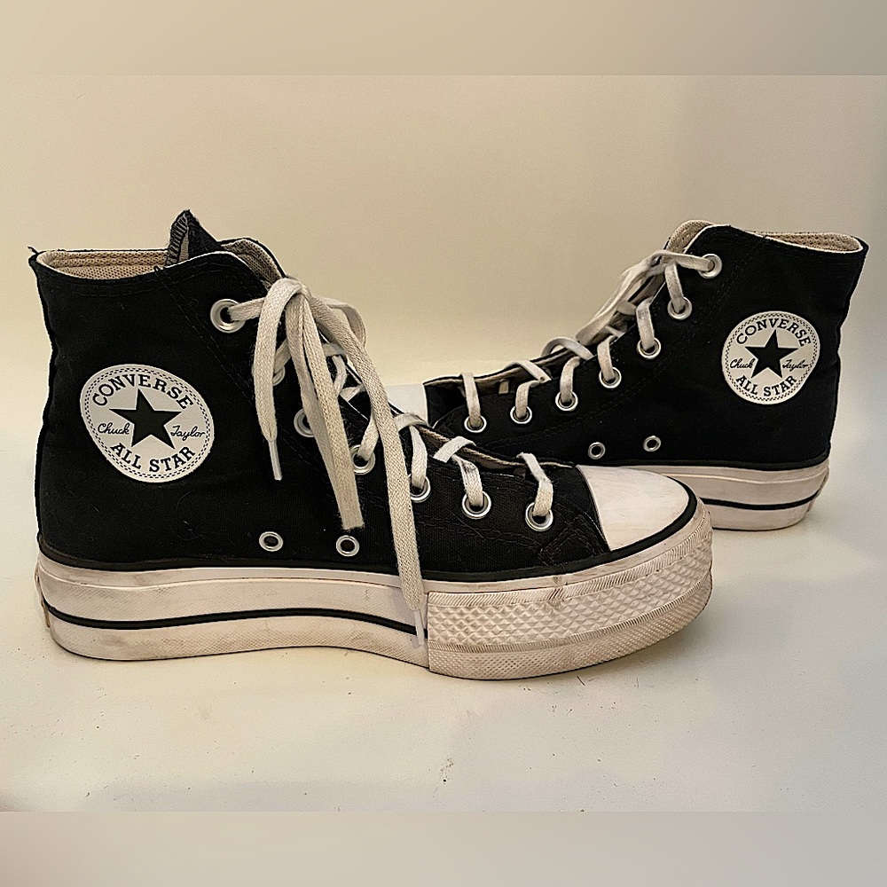 Women High Top Black Platform Converse